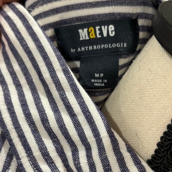 Anthropologie Maeve Short-Sleeve Embroidered Shirt Dress, Petite Medium - Picture 8 of 13